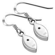 Black Onyx Oval Silver Earrings - e351h